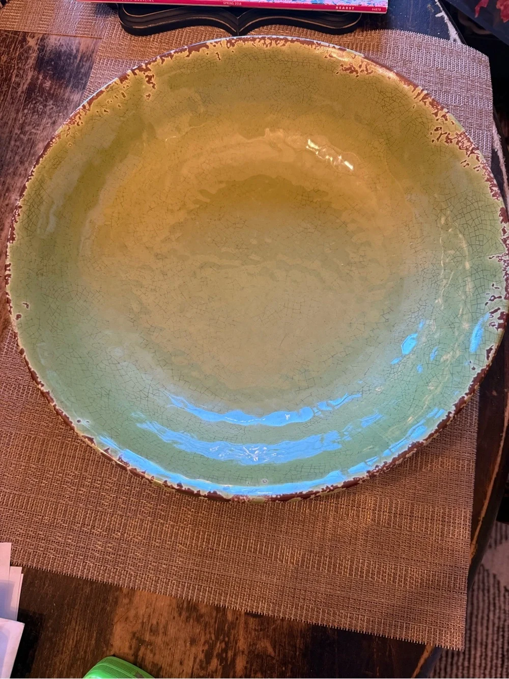 Williams Sonoma “Rustic” melamine Large Green Serving Bowl - Picture 1 of 4